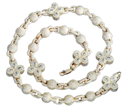 12MM Clover Leaf Ball Tennis Necklace (Diamond Tester Approved)