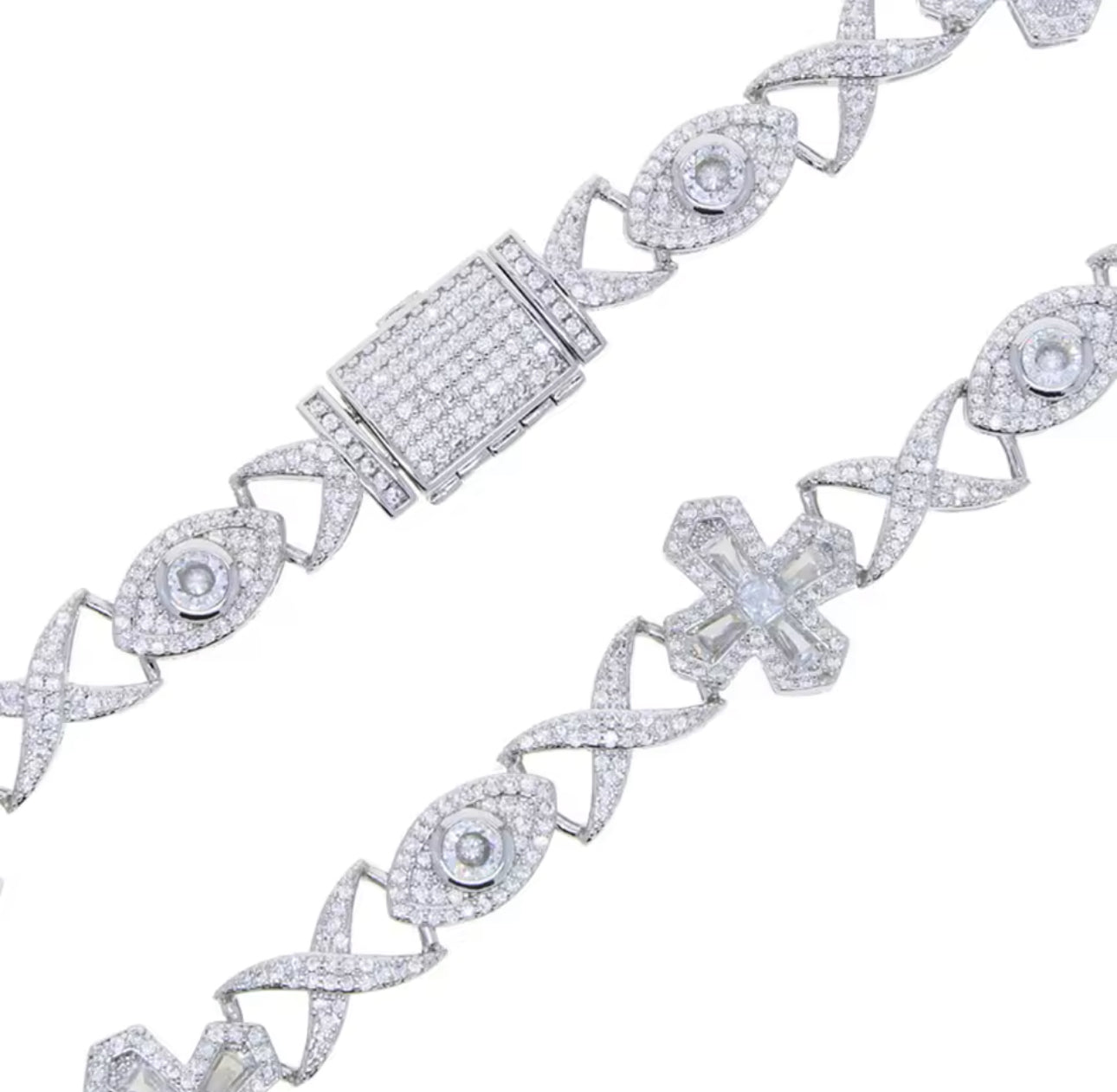 Infinity Cross Eye Tennis Necklace  (Diamond Tester Approved)