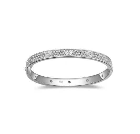 Classic Love Bangle Bracelet | Moissanite D VVS1 | 925 Sliver