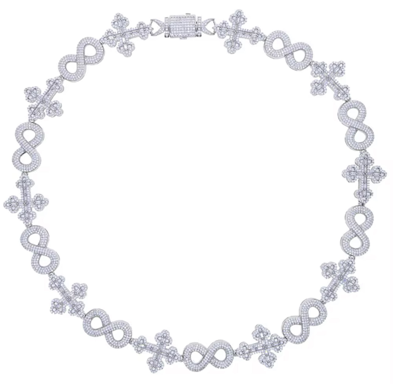 20MM Cross Infinity Tennis Necklace (Diamond Tester Approved)