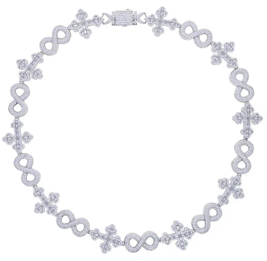 20MM Cross Infinity Tennis Necklace (Diamond Tester Approved)
