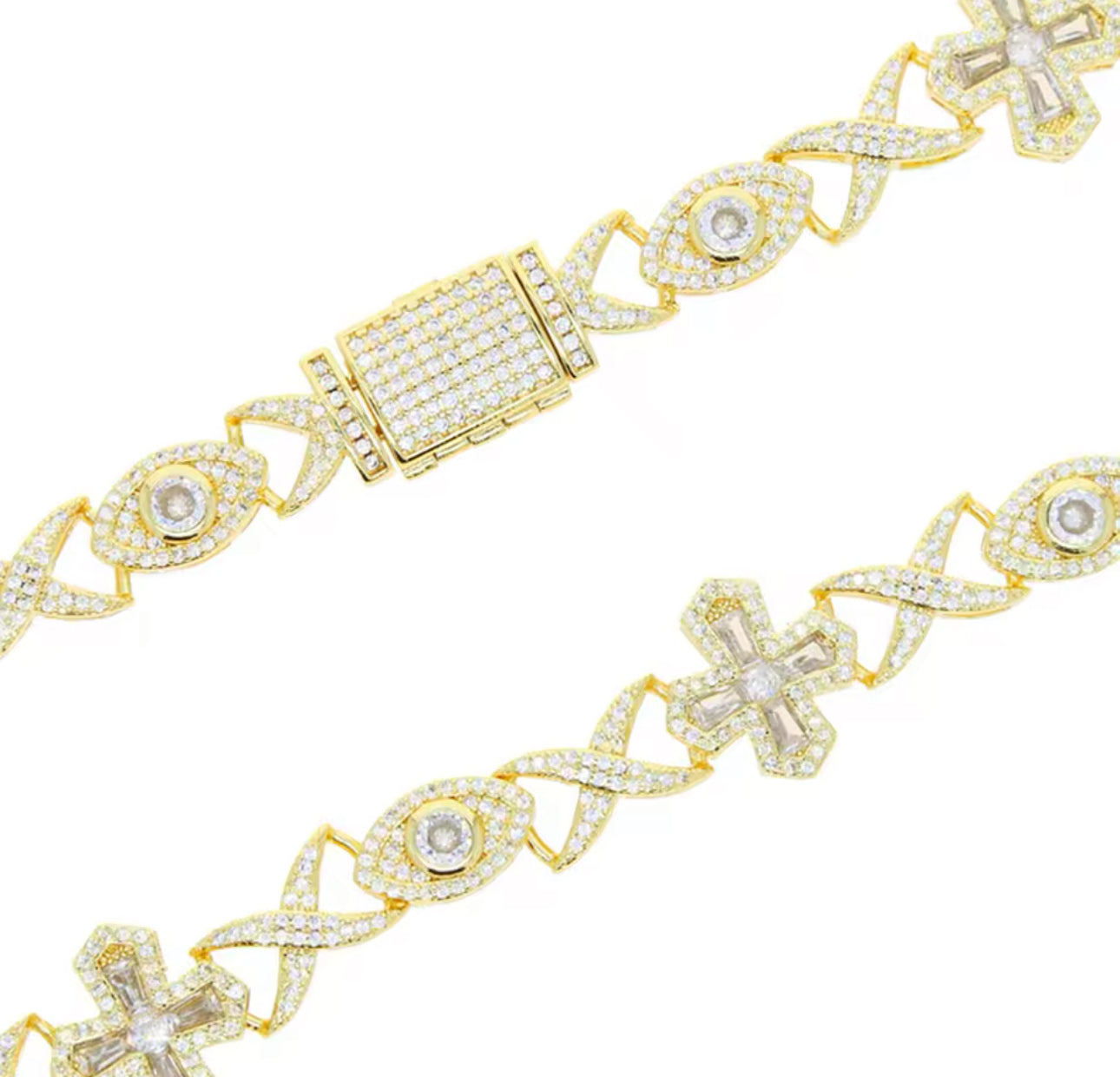 Infinity Cross Eye Tennis Necklace  (Diamond Tester Approved)