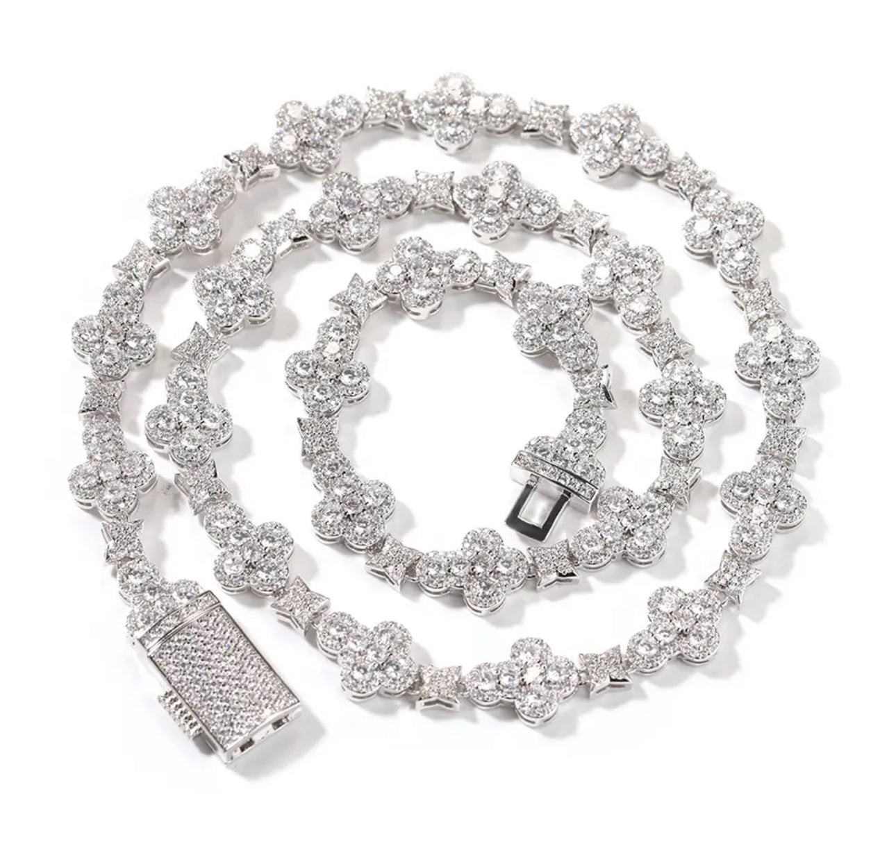 8MM Round Simulated Diamond Cross Tennis necklace