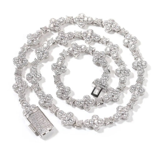 8MM Round Simulated Diamond Cross Tennis necklace