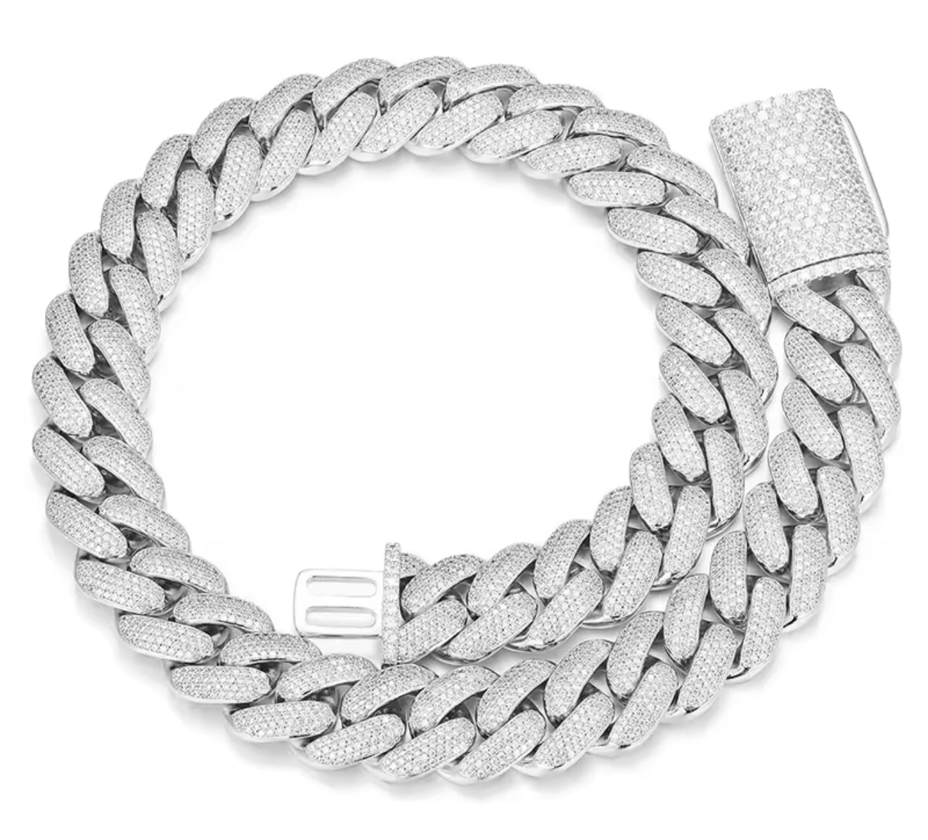 20mm Round Diamond Cuban Necklace (Diamond Tester Approved)