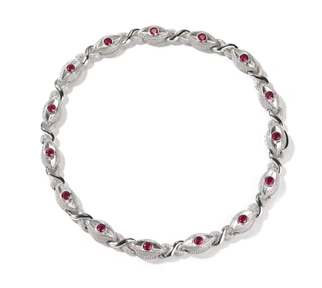 14MM Ruby Eye Cuban Necklace (Diamond Tester Approved)