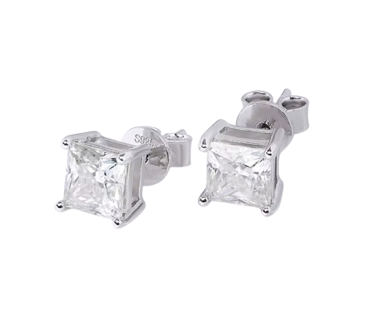 2 Carat Prince Cut Moissanite Diamond Earrings