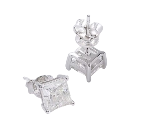 2 Carat Prince Cut Moissanite Diamond Earrings
