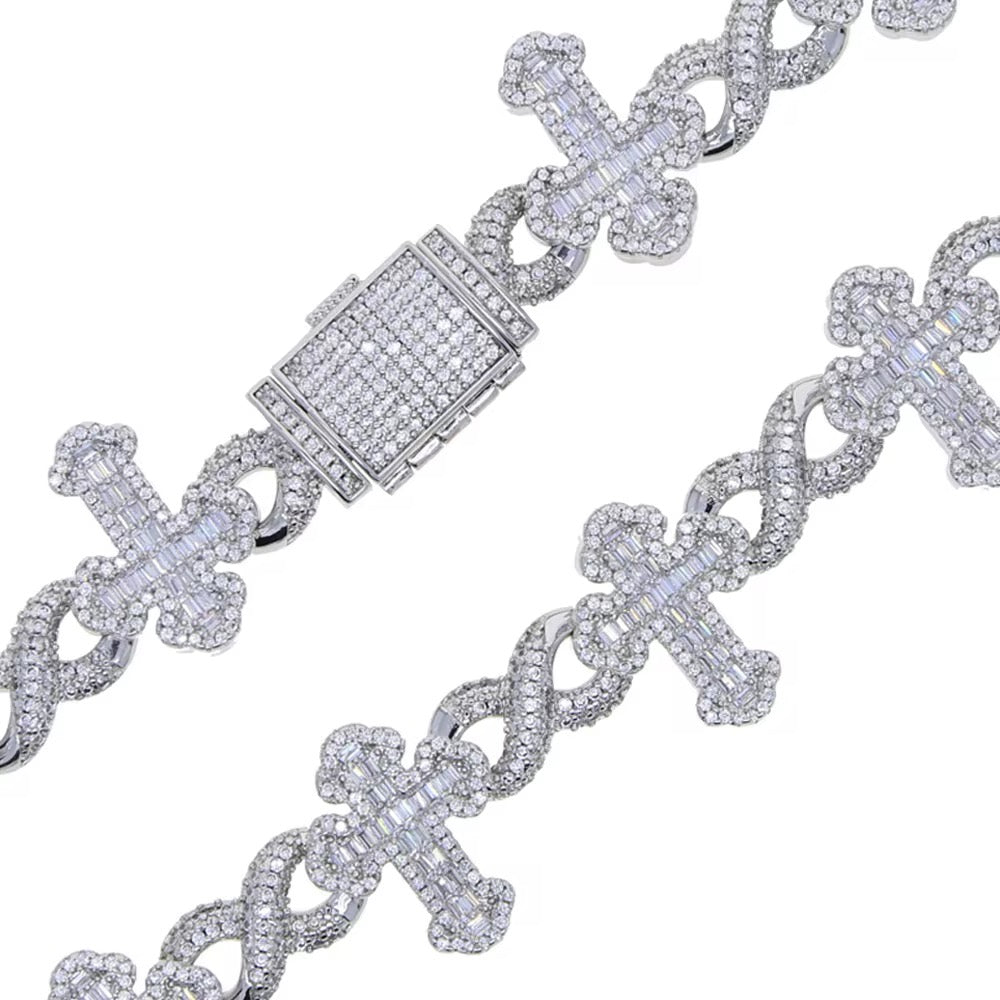 Cross simulated diamonds Infinity Bracelet (Diamond Tester Approved)