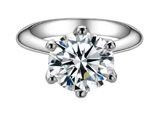 Round Moissanite Diamond Wedding Ring | D Color VVS1 Clarity 925 Sliver