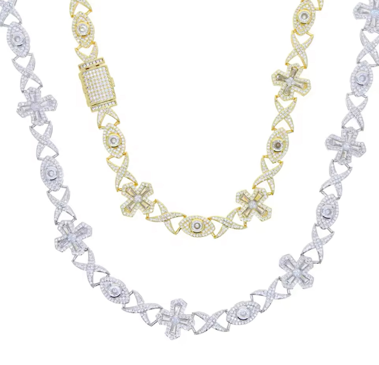 Infinity Cross Eye Tennis Necklace  (Diamond Tester Approved)