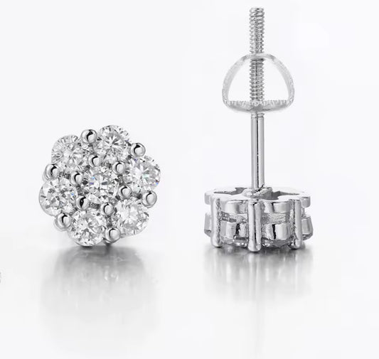 1.50 Carat Simulated Diamond honeycomb solitaire cluster earrings