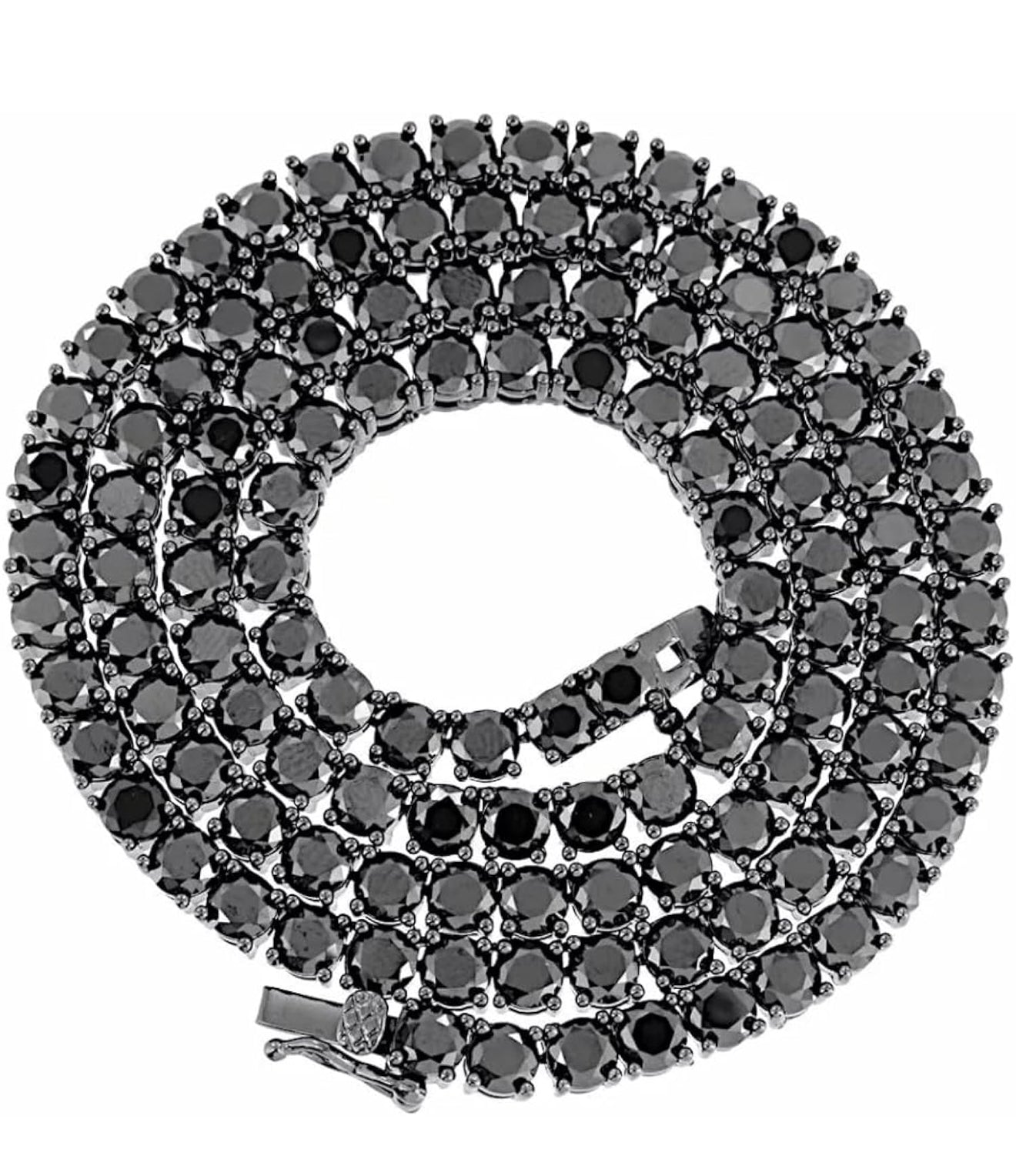 4MM Black Moissanite Diamond Tennis 925 Sliver Necklace | D Color VVS1 Clarity