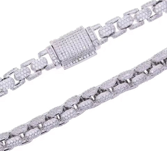 12MM Pave Reptile Snake Chain Necklace (Diamond Tester Approved)