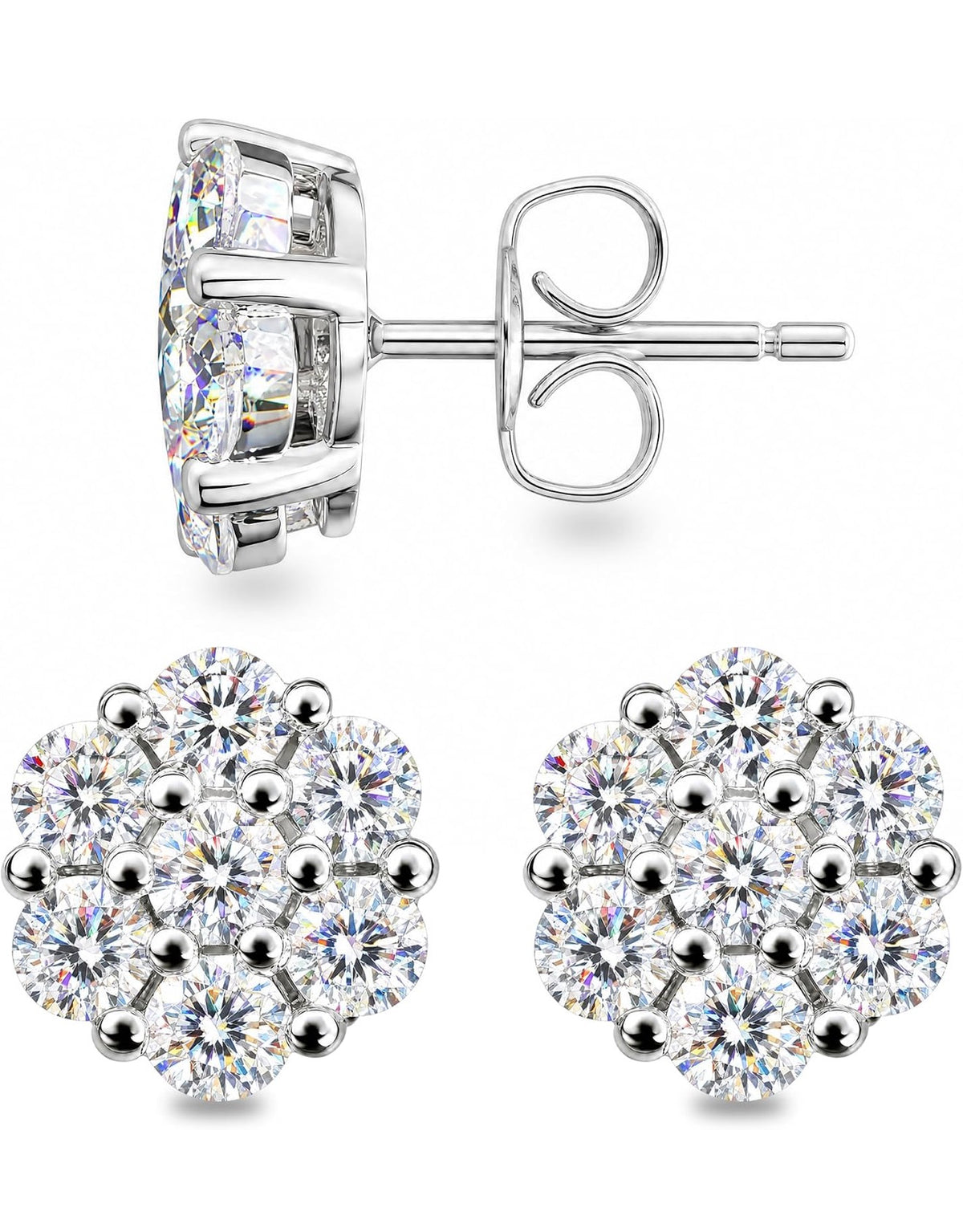 Moissanite Honeycomb / Flower Stud earrings 0.50-3.00 Carat / 925 sliver VVS1