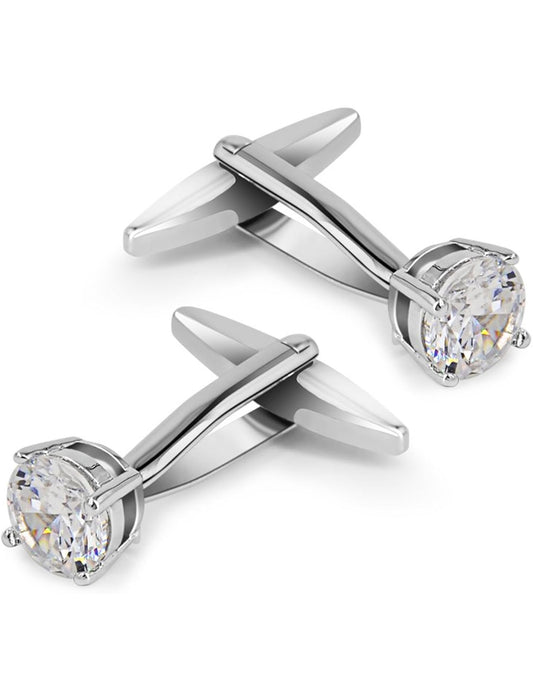Simulated Round Diamond Cufflinks