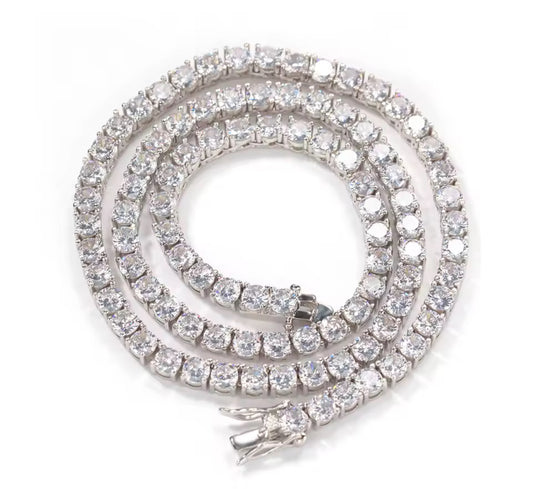 4MM Moissanite Diamond Tennis 925 Sliver Necklace | D Color VVS1 Clarity