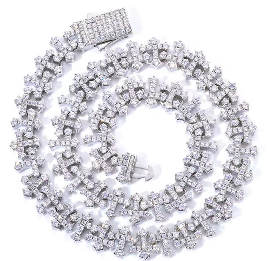 10 MM Round Simulated Diamond multi Cross Tennis necklace