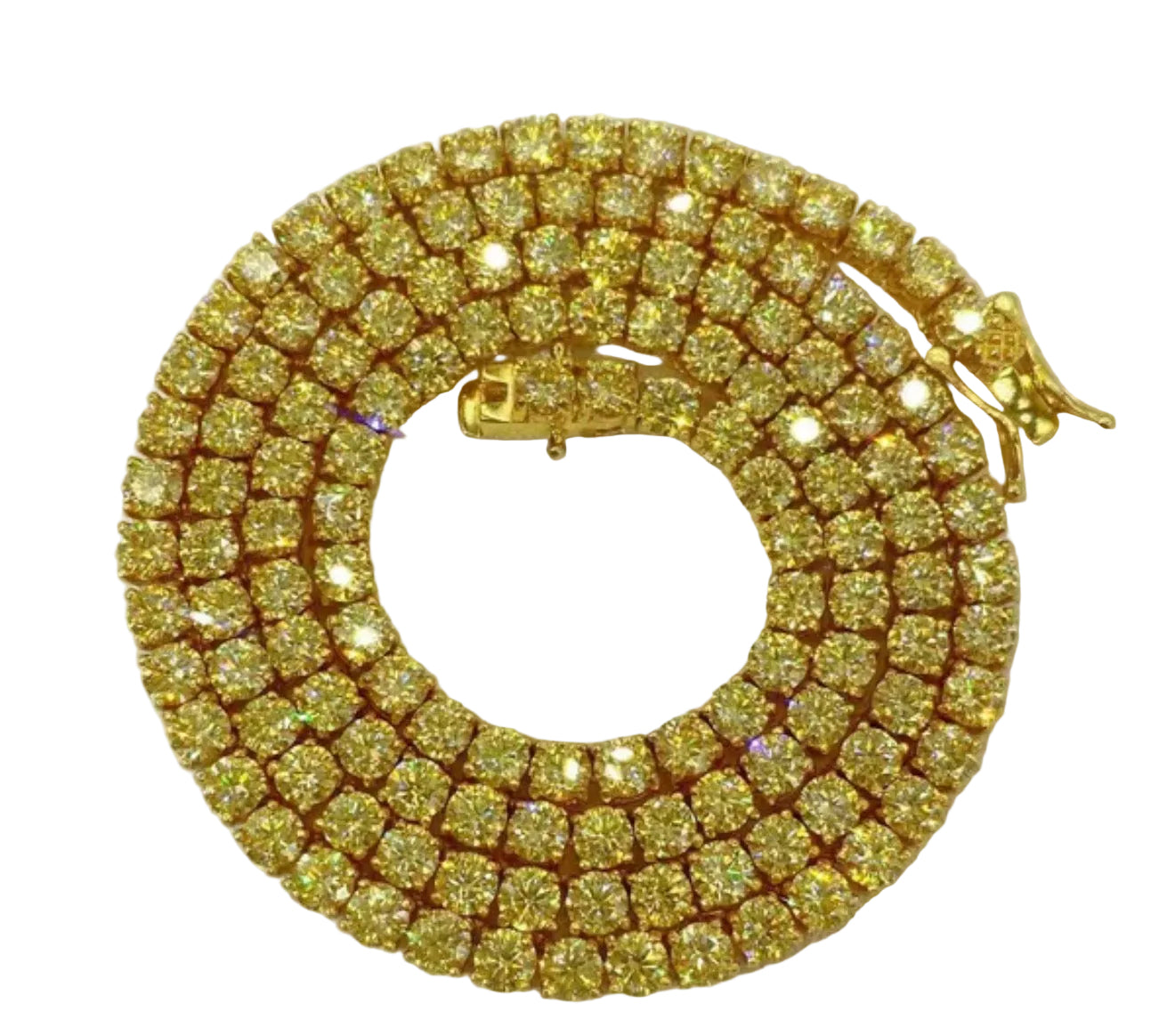4MM Yellow Moissanite Diamond Tennis 925 Sliver Necklace