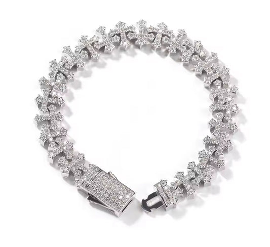 10 MM Round Simulated Diamond multi Cross Tennis bracelet