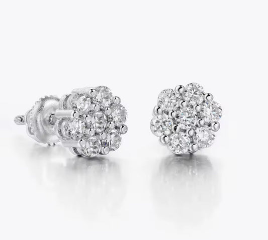 1 Carat Simulated Diamond honeycomb cluster earrings