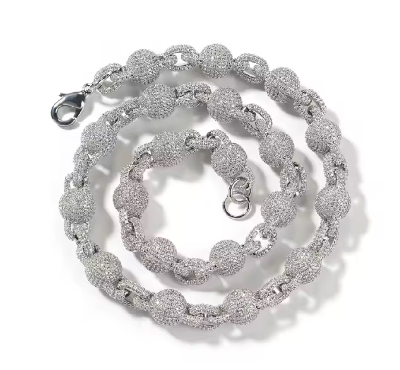 10MM Ball link Chain Necklace (Diamond Tester Approved)