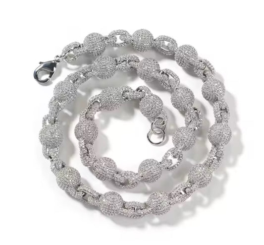 10MM Ball link Chain Necklace (Diamond Tester Approved)