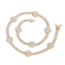 4MM Round Cut Snowflake Tennis Necklace