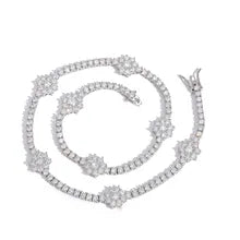 4MM Round Cut Snowflake Tennis Necklace