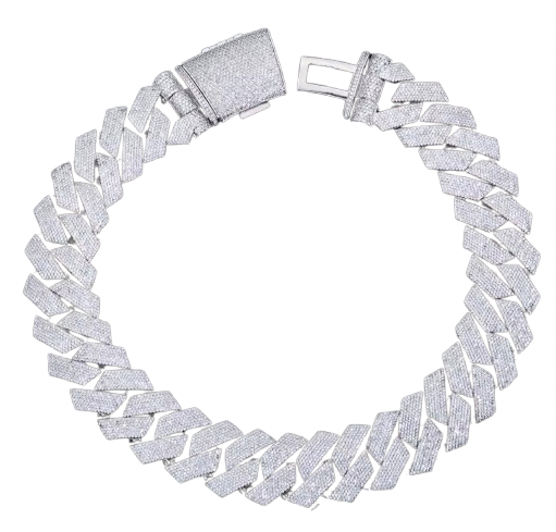 36 mm Round Diamond Cuban Necklace with Curb 3D Clasp (Diamond Tester Approved)