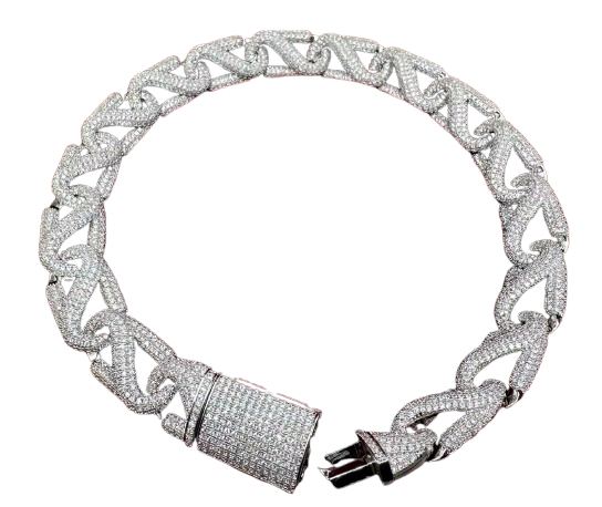 14MM Pave Z Link Chain Necklace (Diamond Tester Approved)