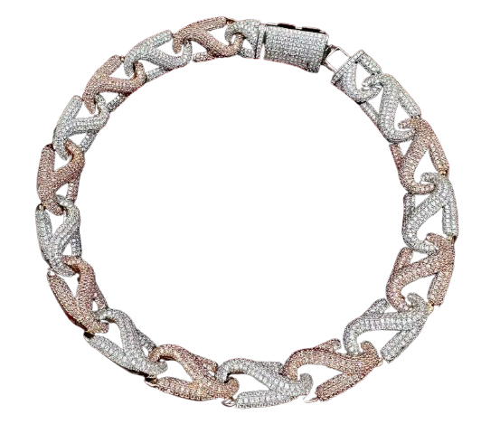 14MM Pave Z Link Chain Necklace (Diamond Tester Approved)
