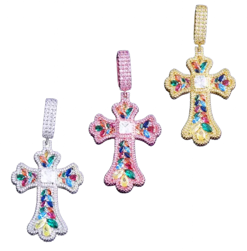 Multicolor Cross Pendant (Chrome Heart Inspired)