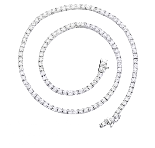 3MM Moissanite Diamond Tennis 925 Sliver Necklace | D Color VVS1 Clarity
