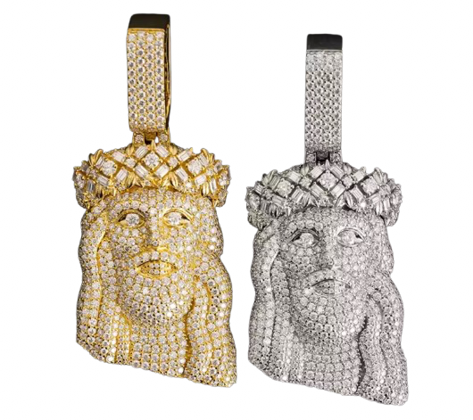 12 Carat Moissanite Diamond Jesus Pendant – D Color VVS