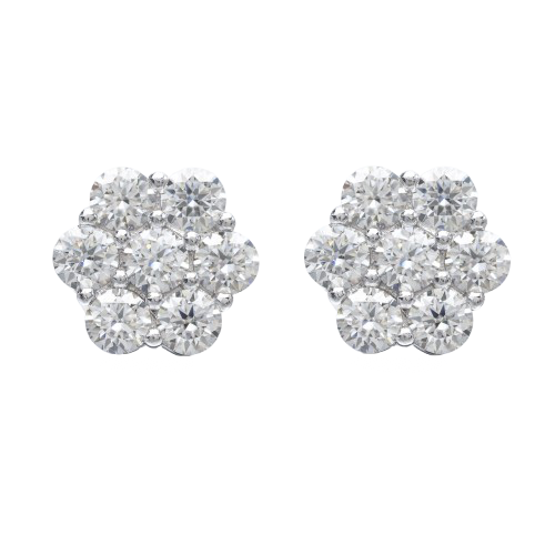 1 CTW to 5 CTW Round Moissanite Diamond Honeycomb Cluster Earrings | 925 Silver