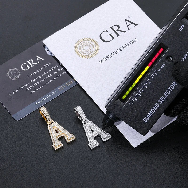 Custom Small Letter Pendant 925 Sliver  Moissanite | D-Color VVS1 Clarity | Passed Diamond Test