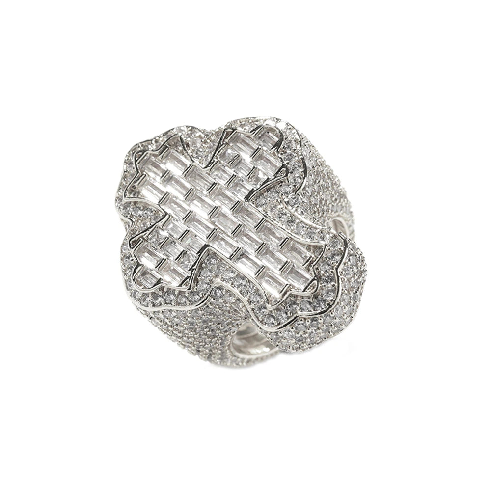 Emerald Cut Simulated Diamond Chrome Heart Ring