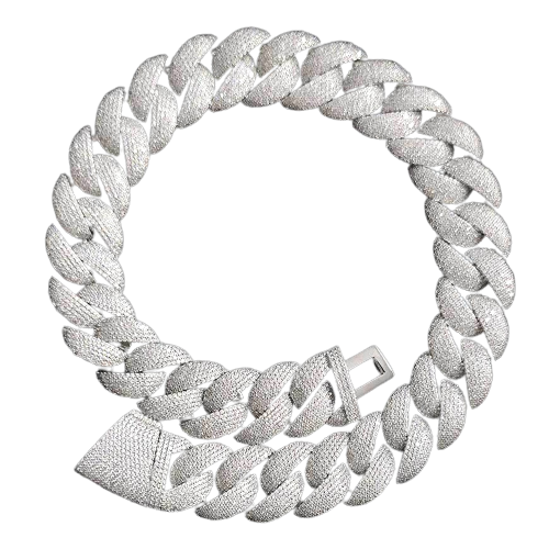 22MM Cuban Necklace (Fully Moissanite) D - Color VVS1