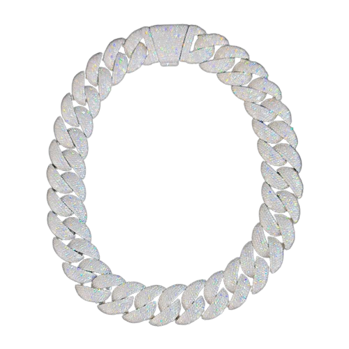 22MM Cuban Necklace (Fully Moissanite) D - Color VVS1