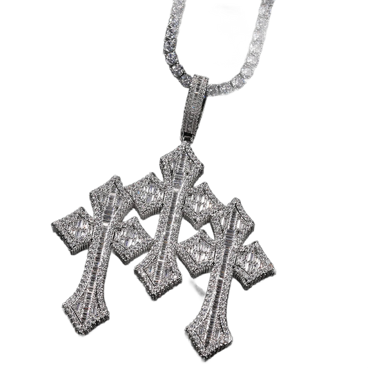 3 CROSS CHROME STYLE PENDANT