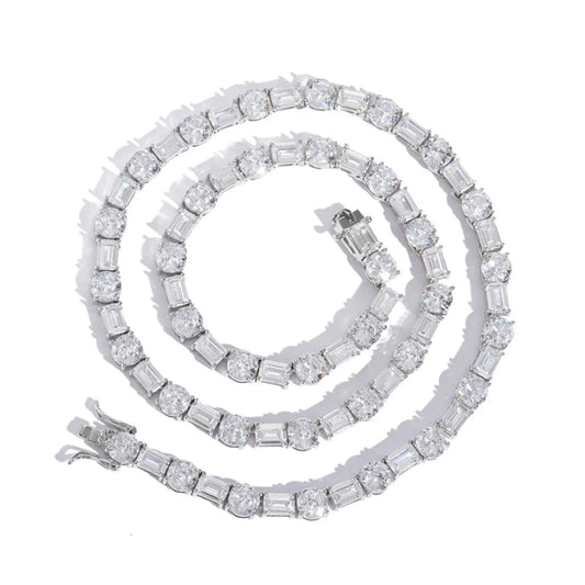 5MM Round and Emerald Cut Tennis Necklace