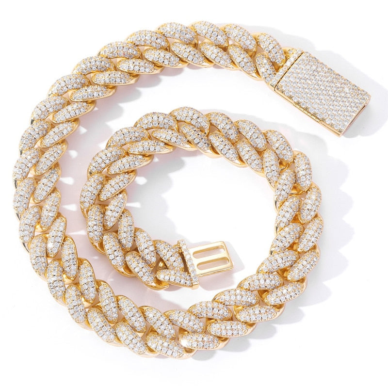 20MM LAB DIAMOND PRONG SET CUBAN NECKLACE | White Gold | Yellow Gold | Rose Gold
