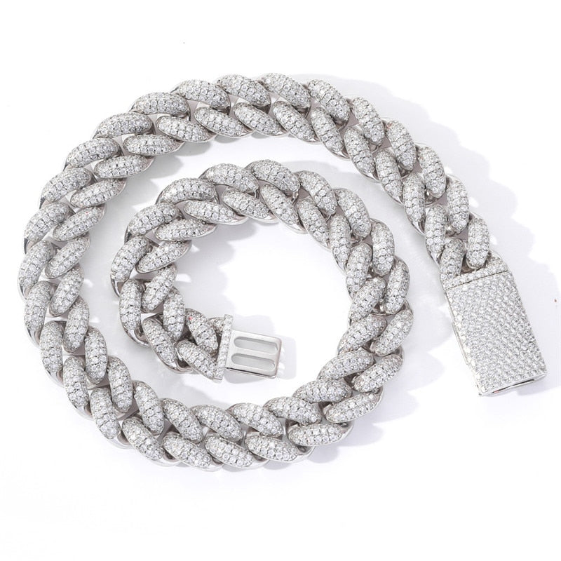 20MM LAB DIAMOND PRONG SET CUBAN NECKLACE | White Gold | Yellow Gold | Rose Gold