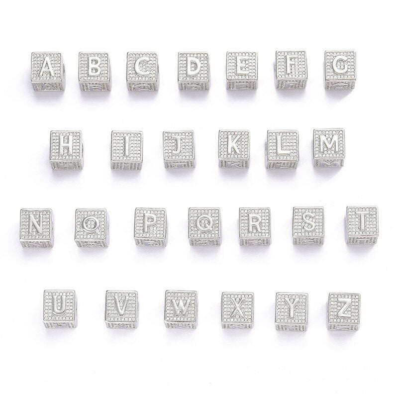 Custom Block Letters | Name necklace | Colored Simulated Diamonds
