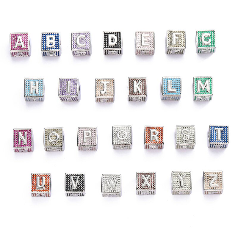 Custom Block Letters | Name necklace | Colored Simulated Diamonds