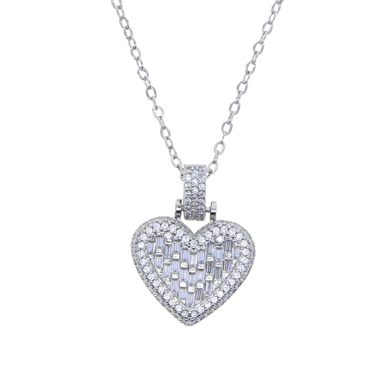 18K Electroplated Baguette Heart Pendant