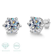 2 Carat Round Moissanite Diamond 925 Sliver Earrings | D- Color VVS1 Clarity