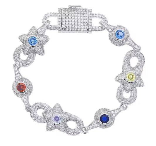 Star Cross Eye Muli color Bracelet (Diamond Tester Approved)