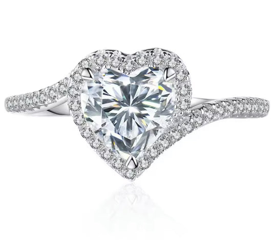 Heart Diamond Ring | Moissanite 925 Sliver | D Color VS1